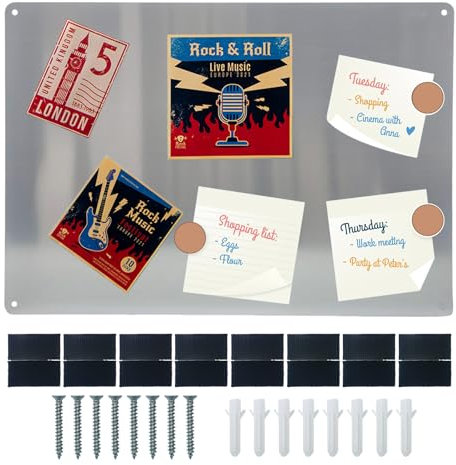 Confezione da 2 lavagne magnetiche da parete in acciaio inox A3, 43,5 x 30 cm, utilizzate per esporre appunti, foto, lavagne memo, adatte per frigoriferi, case, uffici, cucine