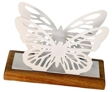 JISADER Servilletero de Mariposa para Mesa, Dispensador de Pañuelos, Porta Pañuelos para Mesa de Comedor, Blanco, Individual