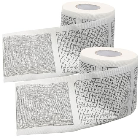 Toilettenpapierrolle Weich, mit Labyrinthmuster, 2 Rollen, Holzstoff | Badezimmer und Alltag, Lustiges Motiv, Geschmeidig und Komfortabel, Praktische 2 Stück-packung
