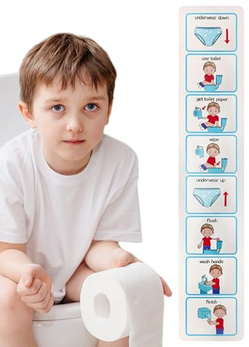 Entrenamiento para ir al baño Asistencia visual - Kids Toilet Rutina Chart Sticker, Tarjetas para Ayuda Visual Ed Especial, Discurso Delay niños no verbales