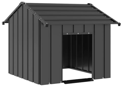Genérico Caseta para Perros con Techo Acero galvanizado 85x107x81 cm,Producto para Mascotas y Animales,Productos para Mascotas,Productos para Perros,Casetas para Perros,Antracita,11.2 KG,4100913