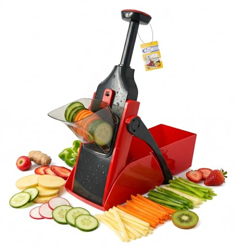 Mandolina Samurai Press e Vai, Affettaverdure Professionale con Sistema di Sicurezza, Lame in Acciaio Inox, Contenitore Raccolta (2)