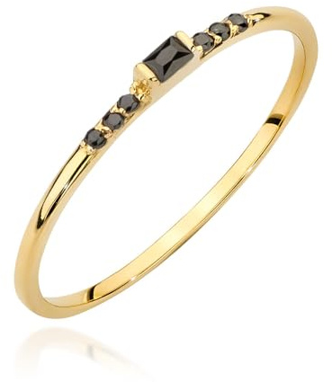 MARKO Echtgold 333 (8 Karat) Damenring – Goldring mit rechteckigem Stein in 6 Farbvarianten | Vielseitiger Vorsteckring, Verlobungsring | Echt Gold Ring für Freundin