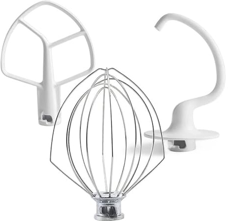 Frusta a filo K5AWW piatta K5AB Gancio for impastare K5ADH C, compatibile con Kitchenaid, K5 KSM50 KSM5 Impastatrice verticale sollevamento ciotola da 4,8 l