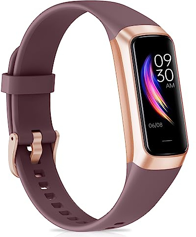 Moremore Fitness Tracker with 24/7Heart Rate, Blood Pressure, Sleep Tracking, Calorie, Activity Tracker with 1.1 AMOLED Color Screen, Waterproof Step Tracker for Android iPhones Women Men (Bordeaux)