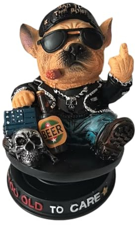 Too Old To Care Bulldog Bobblehead, Dashboard Bobblehead, Car Bobble Head, Funny Nodding Dog Ornament for Car Dashboard, Novelty Spring Wobble Head Figure, Cool Personality Vehicle Interior Decor