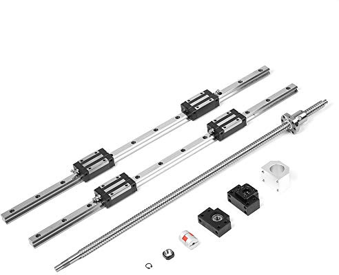 Mtlavishness Kit guida lineare e vite a ricircolo di sfere da 700 mm, 2 guide lineari HGR20 con 1 vite a ricircolo di sfere RM1605 e unità di supporto BF12/BK12, struttura in
