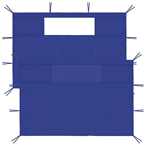 sephironlbb Pavillon-Seitenwände mit Fenstern Blau 2 Stück aus Polyester Stoff mit PVC Fenster 435x210 cm und 290x210 cm für Partyzelt Garten Terrasse Outdoor Sonnenschutz und Windschutz