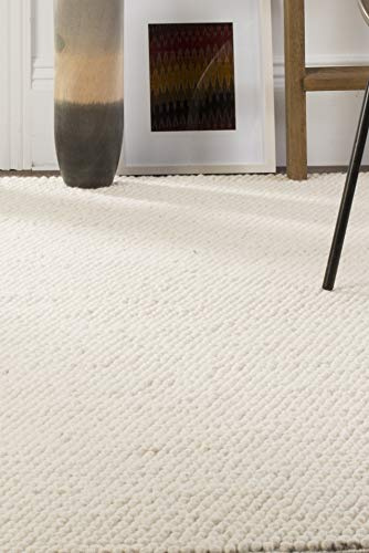 SAFAVIEH Area Rug 5x8 - Natura Collection - Ivory, Handmade Wool Blend, Textured Design, Ideal for Living Room, Bedroom, Dining Space (NAT620A)