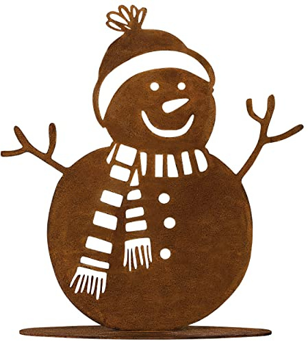 Rostikal | Rost Schneemann Weihnachtsdeko Garten Winterdeko draußen | 15 cm hoch