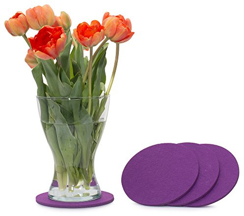 Filu, sottobicchieri in feltro rotondi, confezione da 8 pezzi, tinta unita, Tessuto, Viola / Lilla, 15 cm (4er Pack)