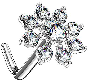 Piersando Nasenpiercing Stecker mit filigraner Kristall Blume