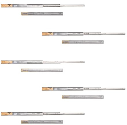 Emuca - Guide per cassetti con cuscinetti a sfera 45mm x 550mm, Set di 5 coppie di binari ad estrazione totale con chiusura ammortizzata