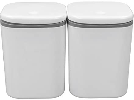 Dynko 2-pack Plastic Desktop Garbage Bin, Mini Trash Can (White)