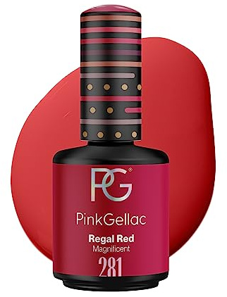 Pink Gellac Gel Nagellack UV, Veganes Nagelgel - 281 Regal Red 15 ml | Gelnagellack für UV Lampe, Einfache Anwendung Nail Polish für 14 Tage Salonqualität, Gellack Made in Holland