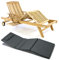 Nexos Trading Divero Sonnenliege Holzliege Gartenliege Teak-Holz unbehandelt mehrfach verstellbar inkl. Räder Tablett + Liegen-Auflage 4-teilig wasserabweisend (Farbe wählbar) (Anthrazit)