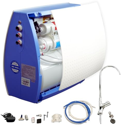 ALFILTRA Umkehrosmoseanlage - Reos Home - Untertisch Kompakte Osmoseanlage mit Tank, 180 GPD Membran, CS-Schnellwechsel-Filterkartuschen, Aqua-Stop Sicherheit, Wasserqualitäts-Anzeige, Wasserhahn
