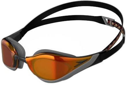 Speedo Unisex-Adult Fastskin Pure Focus Swimming Goggles | Competitive Racing Goggles | Anti-fog | Anti-leak Goggles, Black/Orangegold, One Size