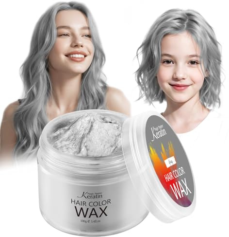Cire de couleur de cheveux, Magic Master Keratin pommades coiffantes à la cire de cheveux, temporaire pour les cheveux pour hommes et femmes, festival, cosplay et Halloween (gris)
