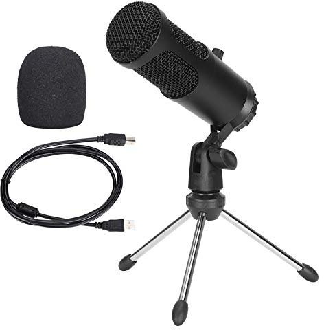 Micrófono USB para computadora Micrófono de Condensador para grabación Computadora portátil Unidad USB Compatible Gratis para Windows/Linux Pastilla cardioide 30Hz-20KHz DC5V A6