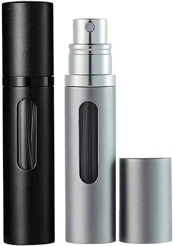 Perfume Atomiser Refillable Perfume Bottle for Travel, Leaking Proof Mini Empty Perfume Spray Bottle for Women and Men, 8ml - Matte Black & Gray