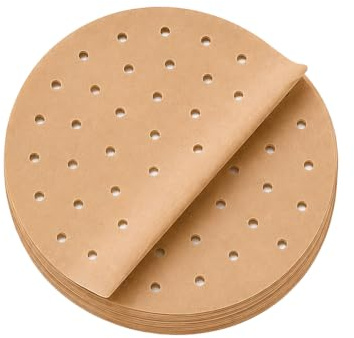 100 Stück 20cm Airfryer Backpapier für 3-5L Körbe, Rund, Perforiert Braun | antihaft wasserdicht ölfest bpa-frei, hitzebeständig bis 220 °C, einweg airfryer papier, zubehör für heißluftfritteuse
