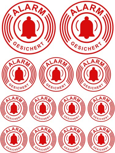 13 x Aufkleber - Alarmgesichert Videoüberwachung - Aufkleber - Sticker Einbruchschutz Alarmanlage Warnschild - Hinweisschild selbstklebend Premium Qualität Sticker AD14
