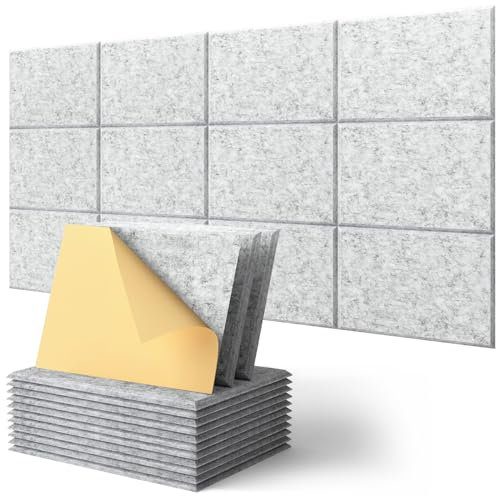 Akustikplatten Selbstklebend, Rechteck, Schalldämmung Wand, 12 Stück, Hohe Dichte Akustikpaneele, Schallschutz, Schallabsorber (30x40x0.9cm)
