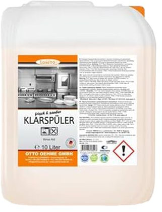 Lorito frisch & sauber Klarspüler Spülmaschine 10 L - Kraftvoller Entkalker materialschonend & glanzerhaltend, Entfernt hartnäckige Kalkrückstände & Verunreinigungen
