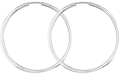 Creolen Echtgold 585 375 750 Weißgold – 40 mm, Breite 2 mm – Luxuriöse Damen Ohrringe mit Geschenkbox