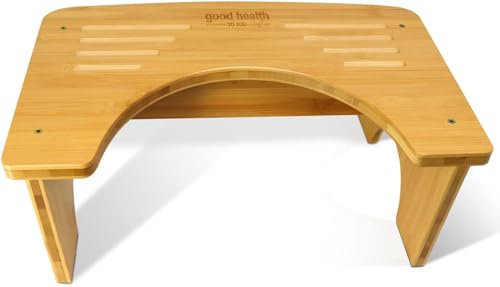 Bamboo Toilet Stool for Adults and Children - 6.5 Inch Bathroom Poop Stool With Non-Slip Mat - Original Simple Design, Healthy, Portable