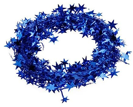 Guirnalda de Estrellas de Oropel Azul 2, 3 Pies para Árbol de Navidad | Hilo de Hierro, Forma de Estrella, Adorno Navideño para Manualidades y Decoración del Hogar de Interiores