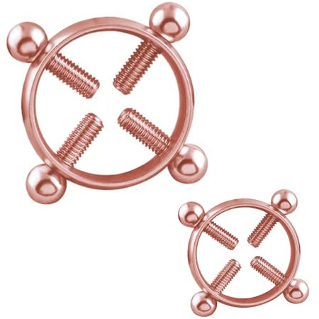 CXCUNAJG 2 Pièces de Mamẹlọn Tétọn Fake Anneau de Téton Non Piercé Acier Inoxidable Ajustable sans Piercing pour Femme-Or Rose
