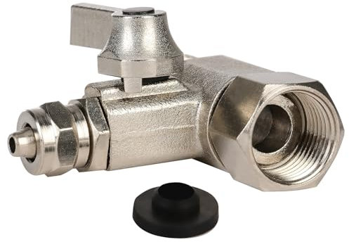 Vanne D'arrêt Adaptateur en T 3/8 X 3/8 X 1/4 pour Raccord d'Eau, Répartiteur en Laiton, Raccord Robinet Tuyau, Idéal pour Raccorder Deux Appareils, Facile à Installer et Durable