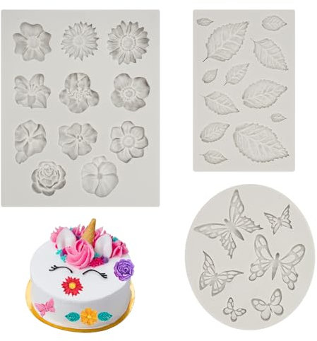 3 Moldes Florales Silicona - Moldes Para Fondant, Repostera y Manualidades