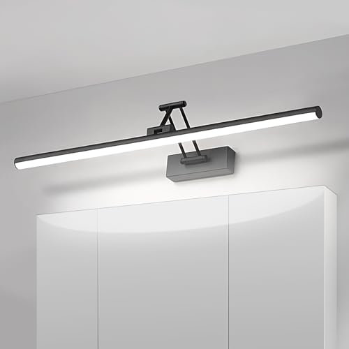 Klighten Lampe de miroir LED pour salle de bain - 60 cm - Rotation - IP44 - 20 W - 1500 lm - Blanc froid 5500 K - Noir