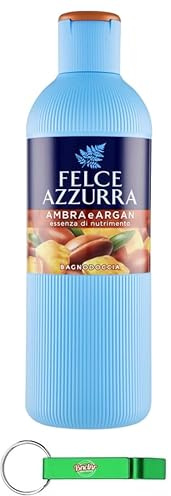 12 panni per il corpo Felce Azzurra Bagnodoccia Ambra e Argan, gel doccia ambra e argan, profumo inconfondibile, idrata la pelle 650 ml + portachiavi Beni Culinari