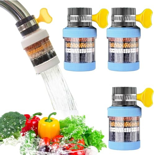 Filter Kitchen Tap Filtration Activated Carbon Clean Purifier Kitchen Bathroom Water Filter for Sink Faucet Removes Chlorine Fluoride Heavy Metals Hard Water for Home Kitchen Bathroom (Blue)