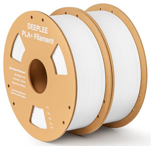DEEPLEE PLA+ Filament 1.75mm, PLA Plus 3D Drucker Filament, Maßgenauigkeit +/- 0,02 mm, Filament 3D-Druckmaterialien, Weiß 2kg (1kg/Spool)