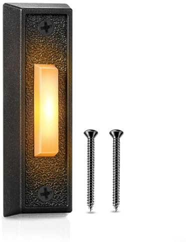 Gettimore Timbre iluminado, botón pulsador con cable, timbre de puerta LED montado en la pared para la mayoría de timbres de puerta