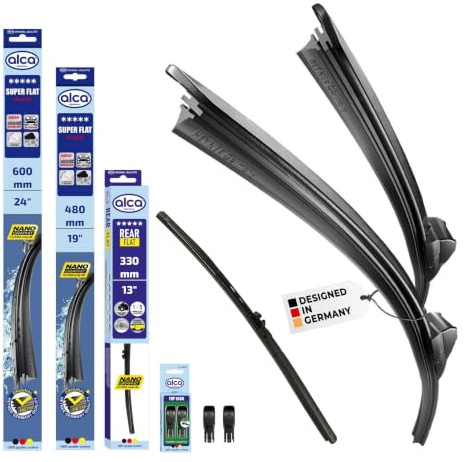 alca® Scheibenwischer Komplettset für VW GOLF V | 11.2005 - 11.2008, SUPER FLAT Flachbalkenwischer, extraflaches Design, Flexibel, Nanographitbeschichtung