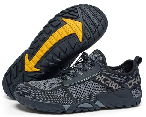 SOBASO Men Water Shoes Quick Drying Beach Hiking Swim Yoga Shoes for Sailing Kayaking Surfing Grey Black