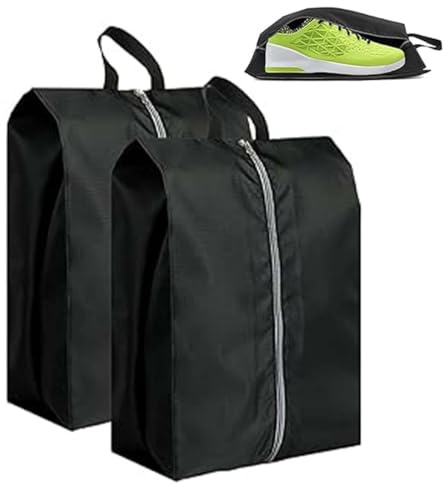 XURJUMI 2 Pezzi Borsa per Scarpe da Viaggio, 39cm Portascarpe Sacchetti Scarpe Portatile in Tessuto Oxford impermeabile, resistente allo sporco/polvere, organizer per scarpe con cerniera