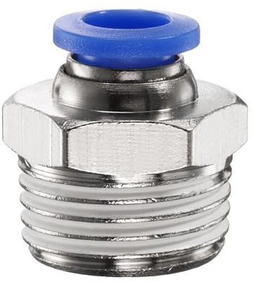 QUARKZMAN Connettore Rapido Dritto Maschio a Filettatura 8mm Tube OD x 1/2 NPT Filettatura Maschio Raccordo Rapido Raccordi Aria Compressa per lista Aria Industriale PC8-N04, Blu