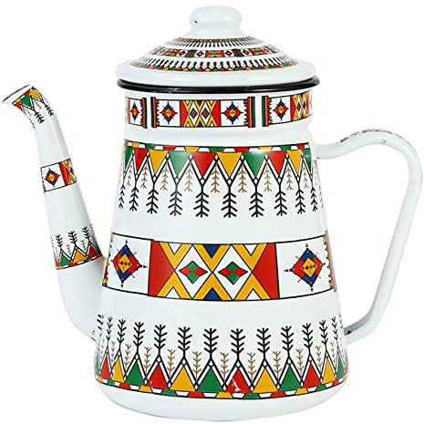OLSKFUH Brocca per caffè Caffettiera 1,2L Caffettiera Smaltata Brocca per Latte Brocca per Acqua Brocca per Barista Teiera Bollitore per Fornello A Gas E Fornello A Induzion,