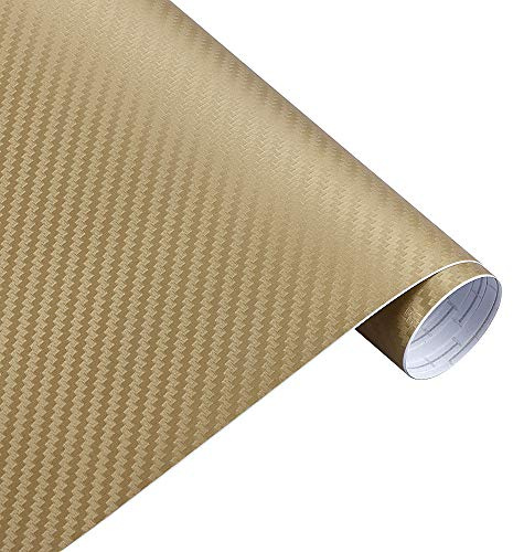 Autofolie 35 cm x 200 cm Auto Styling 3D 3M Carbon Faser Blatt Wrap Film Vinyl Auto Aufkleber Und Abziehbilder Motorrad Autos Auto Zubehör Auto Folie(Gold)