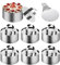 ZMDMAH 6 anillos de postre de acero inoxidable de 8 cm, anillos para servir para tartas, pequeños anillos con 6 tapas y 1 elevador para la fabricación de tartas de mousse, galletas y pudding