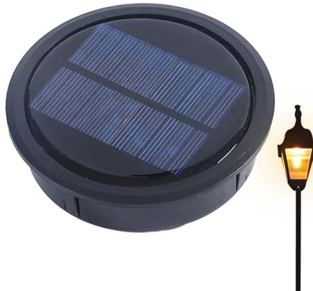Qurygin 10CM LED Solar Light Lamp Replacement Top, Round Solar Light Replacement Part, Automatically On/Off Waterproof Lantern Lid Lights Bulb Replac-ement for Garden, Yard, Patio, Walkway