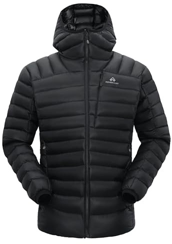 Pioneer Camp Doudoune d'extérieur pour homme 850FP 90 % duvet imperméable doublure K grise veste de randonnée légère pour l'alpinisme, le ski, le trekking, Noir , M