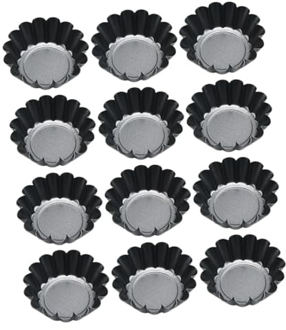 CLISPEED 12pezzi Stampi Per Crostate in Ferro Forma Di Fiore Mini Teglie Per Crostate Stampi Per Muffin Utensili Da Cucina Per Torte e Budini